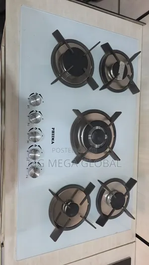 Phima White Glass Built in 5 Burners Gas Cooker