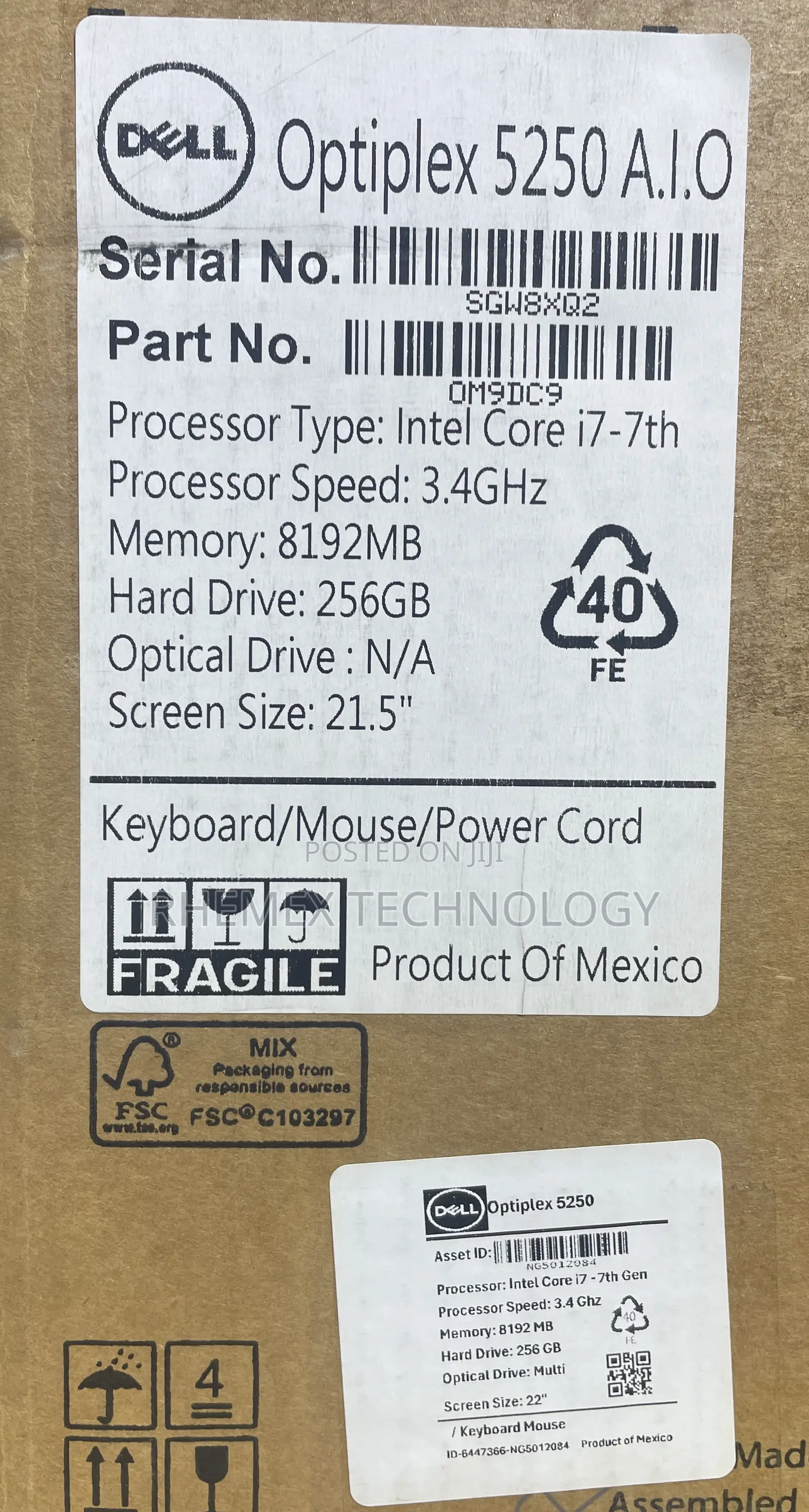 New Desktop Computer Dell OptiPlex 5250 8GB Intel Core I7 SSD 256GB