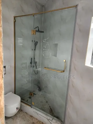 Gold Hinged Shower Glass