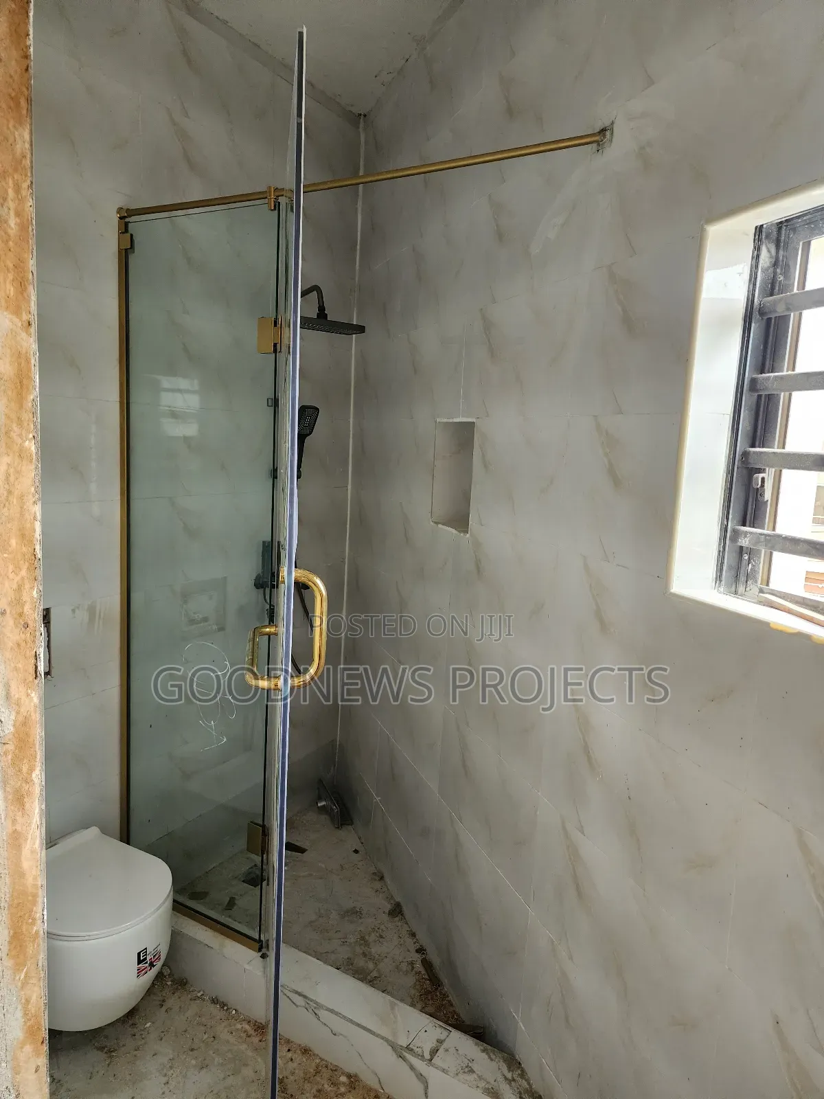 Gold Hinged Shower Glass