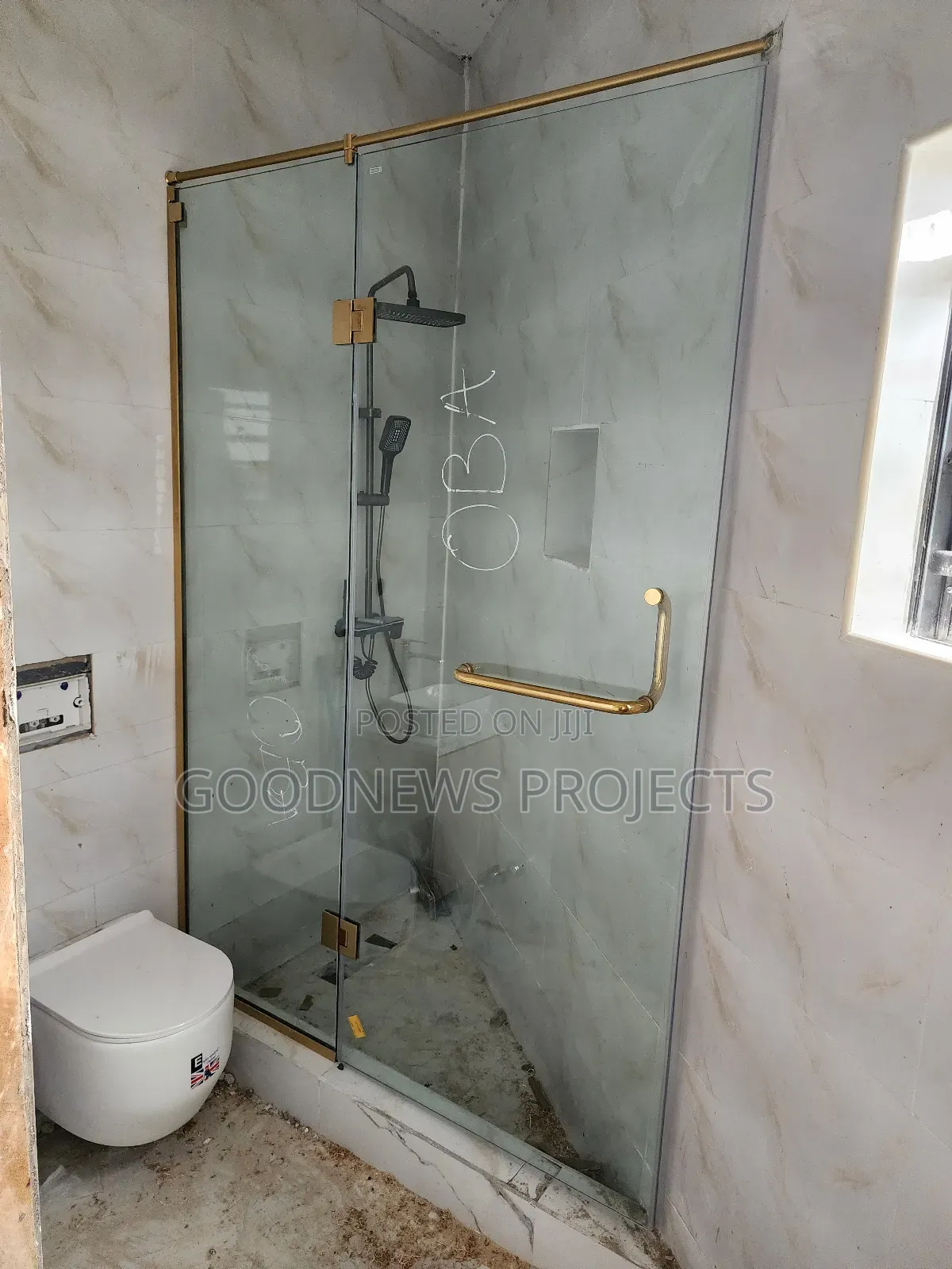 Gold Hinged Shower Glass