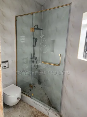 Gold Hinged Shower Glass