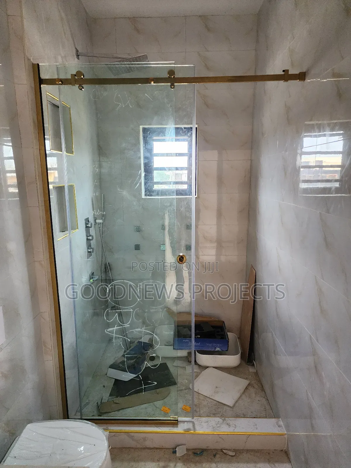 Gold Sliding Shower Cubicle