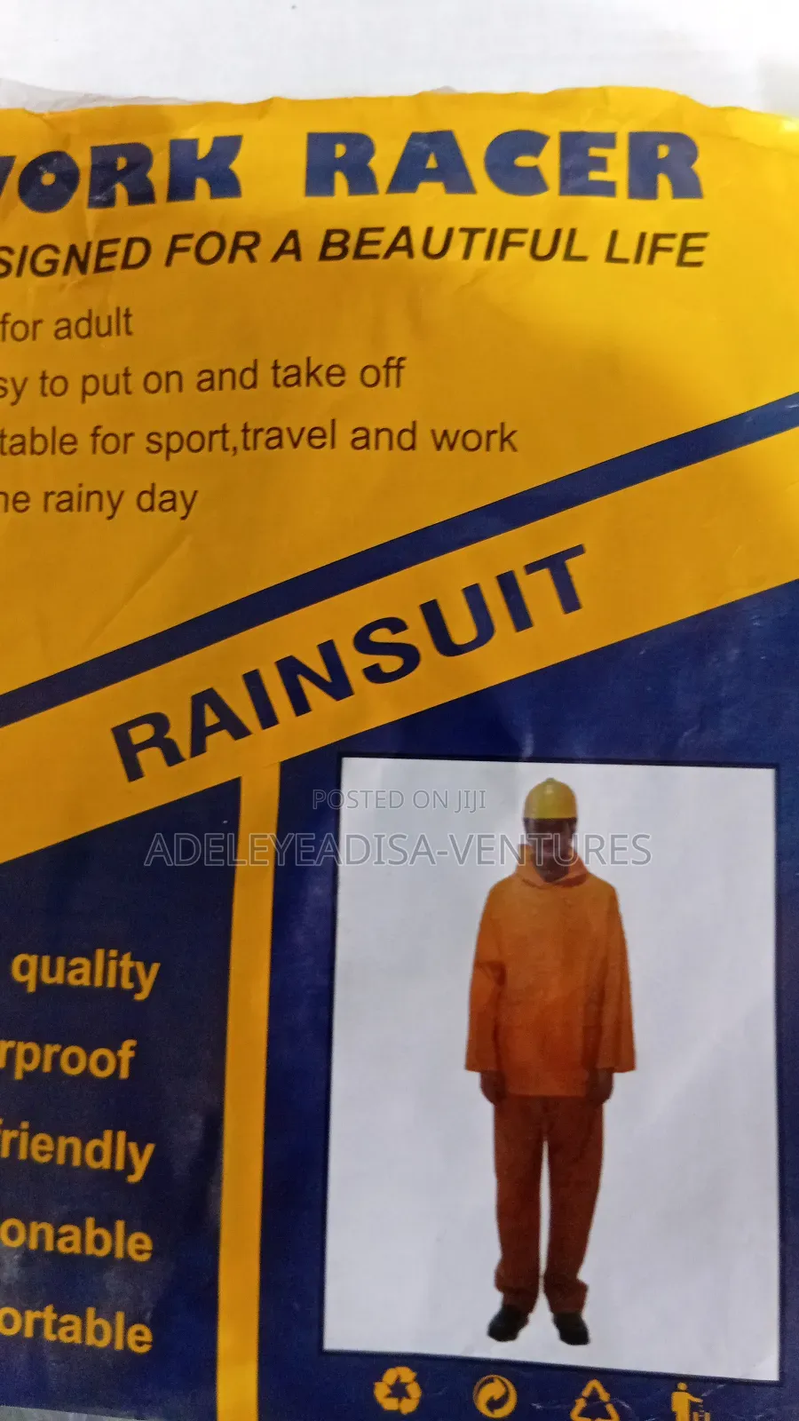 Rain Coat Up and Down With Cap