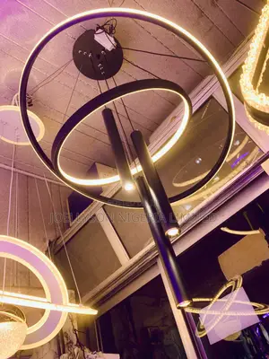 Black Double Rings and Dropping Led Chandelier