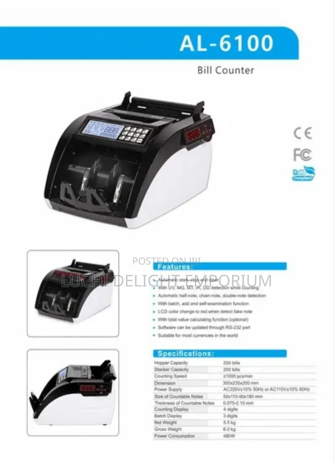 Currencies Bill Counter and Detecting Machine Uvmg Function