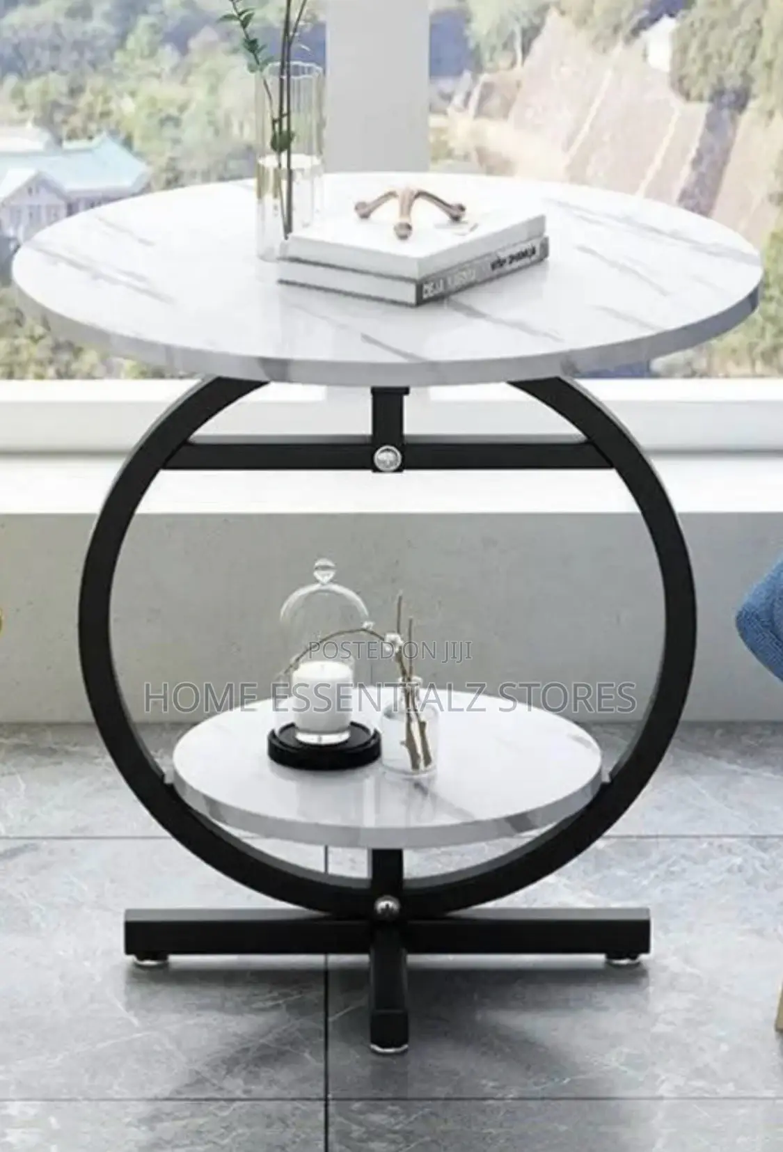Round Edge Marble Coffee Side Stool - Side Table