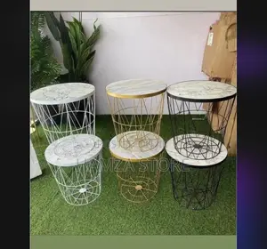 Modern Marble-Top Side Stools