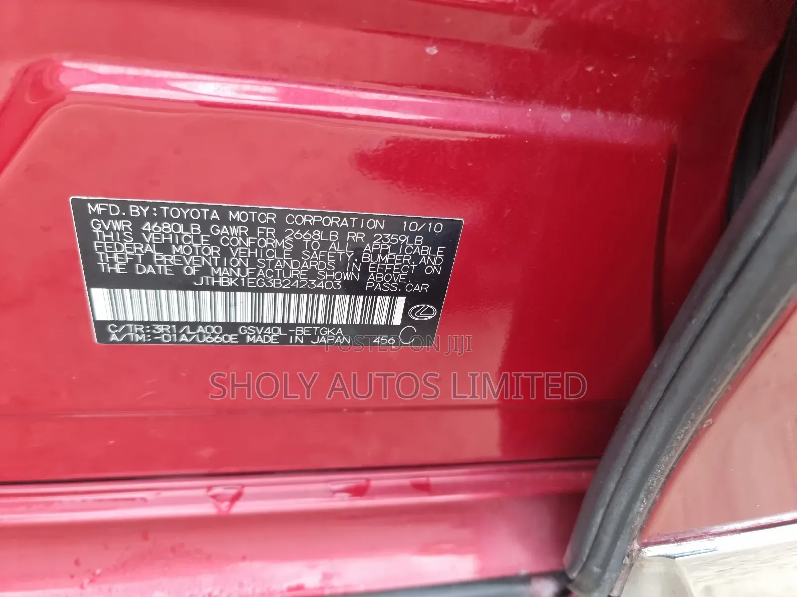 Lexus ES 350 2011 Red