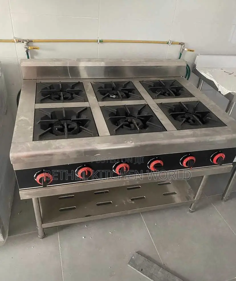 Commercial 6 Burner Cooker With Rack