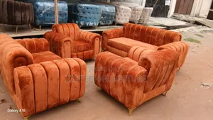 Orange Color 7 Seater Sofa Set