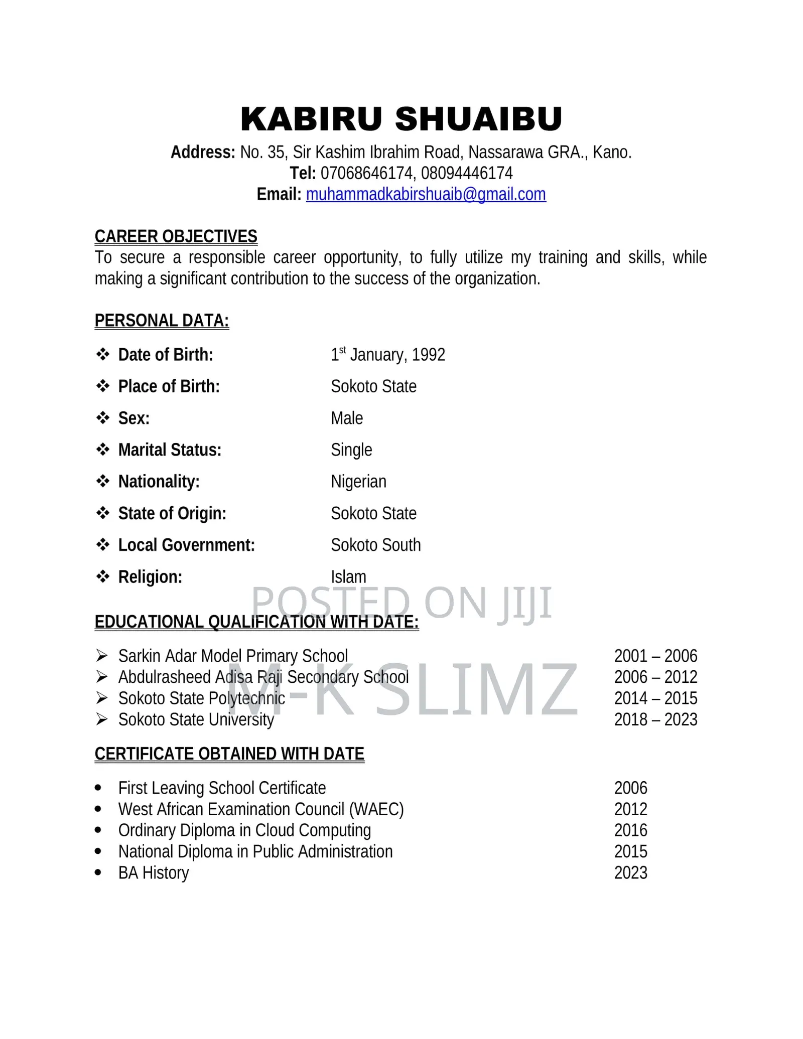 Manual Labour Cv