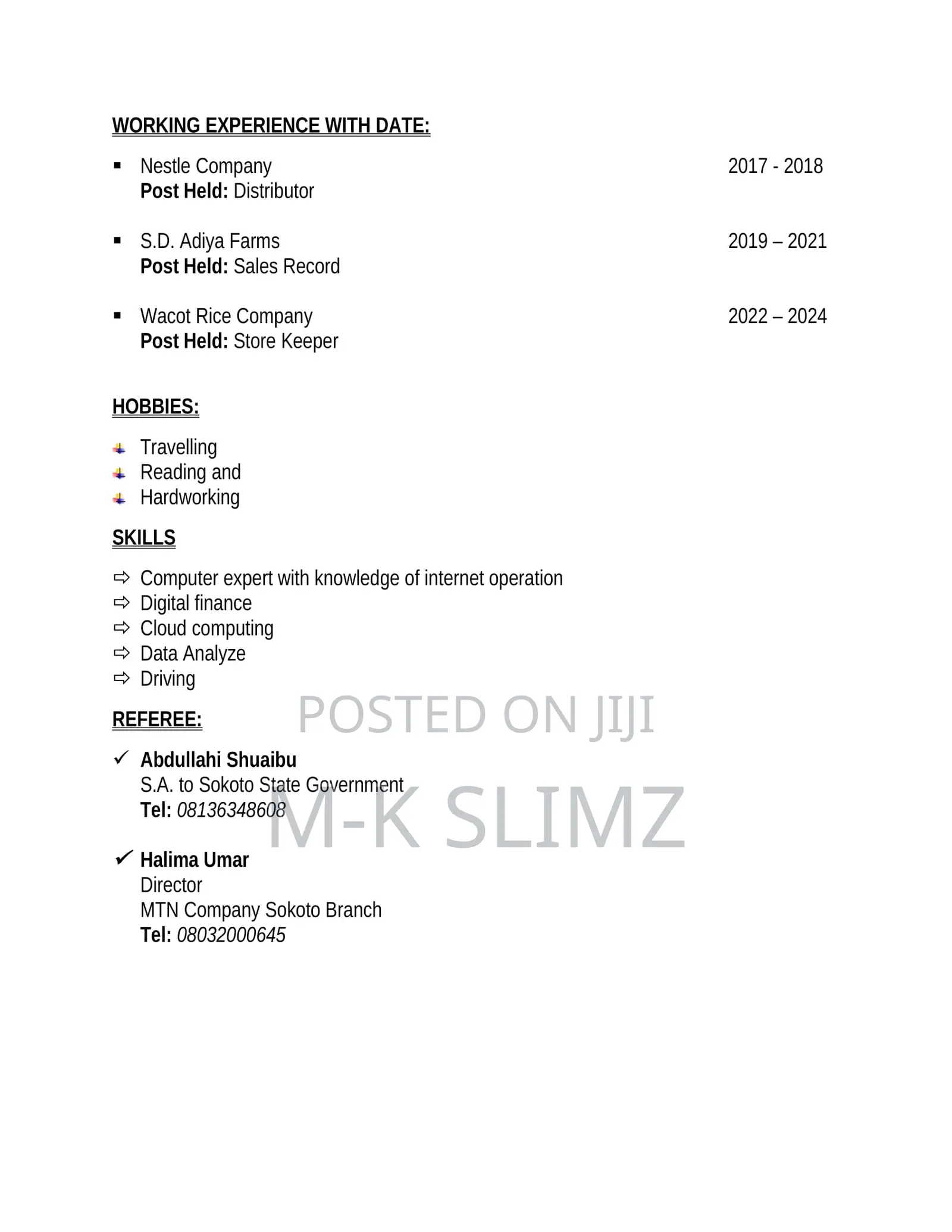 Manual Labour Cv