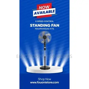 Maxi 16inch Standing Rechargeable Fan Black | 40ac-Kys
