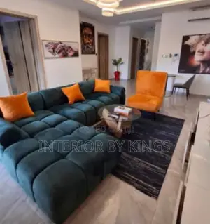 L-Shaped Fabric Sofa + Single Center Table Can Come in Color