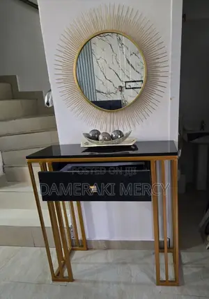 Foreign Interior Decor Console and Mirror Made With Metal and HDF