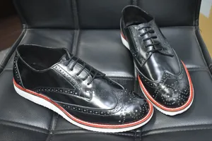 Black Leather Shoe With White Sole