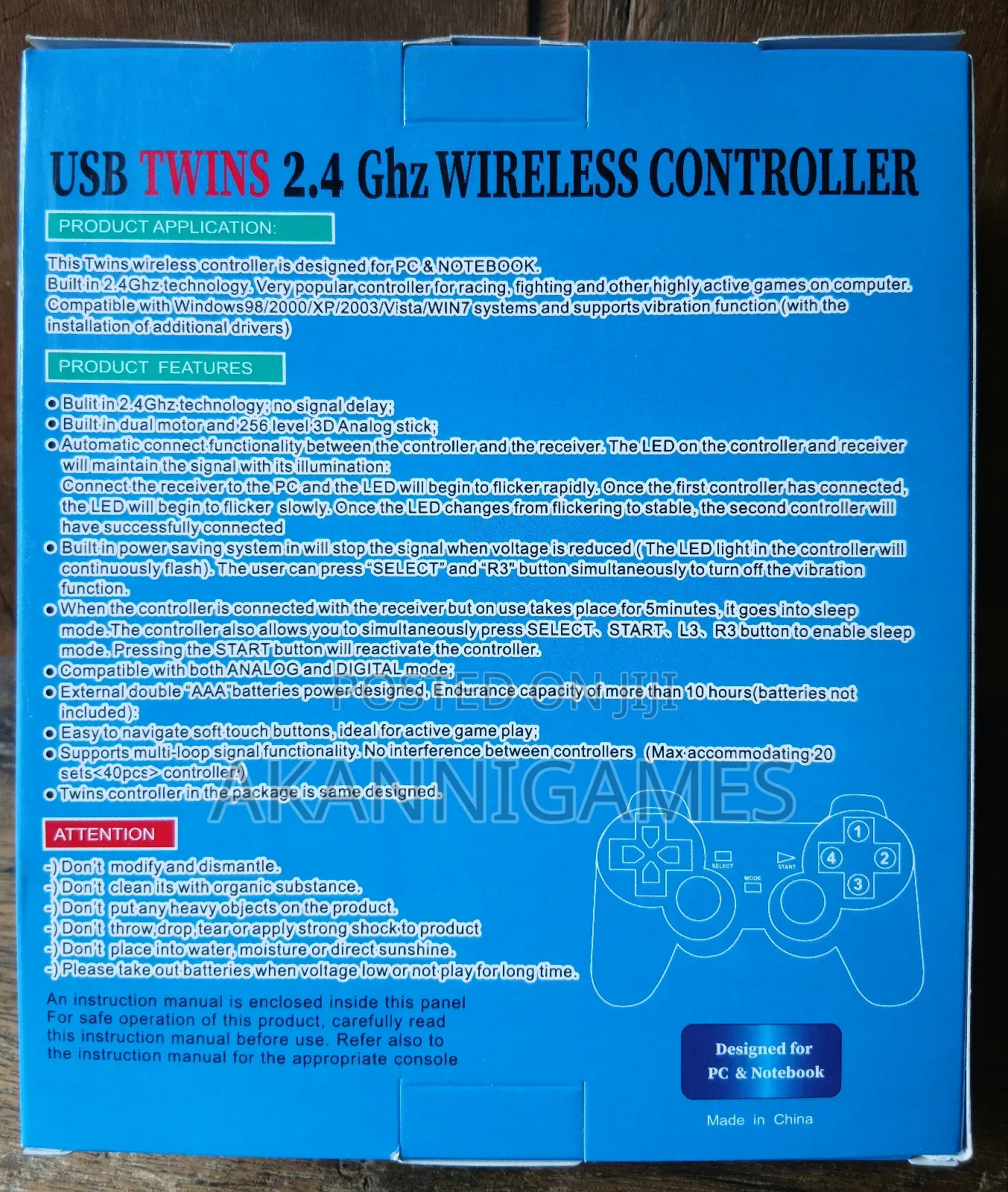 Double PC Gamepad, Controller for Laptop