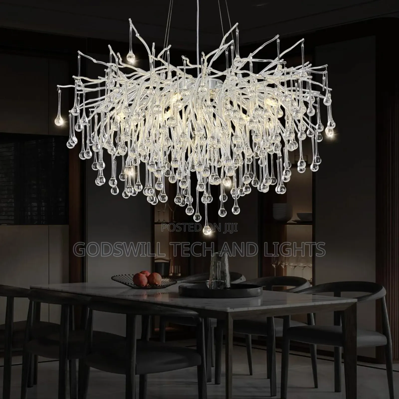 Crystal Chandelier With a Tree Branch Design.