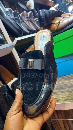 Black Patent and Suede Folletel Half Shoe