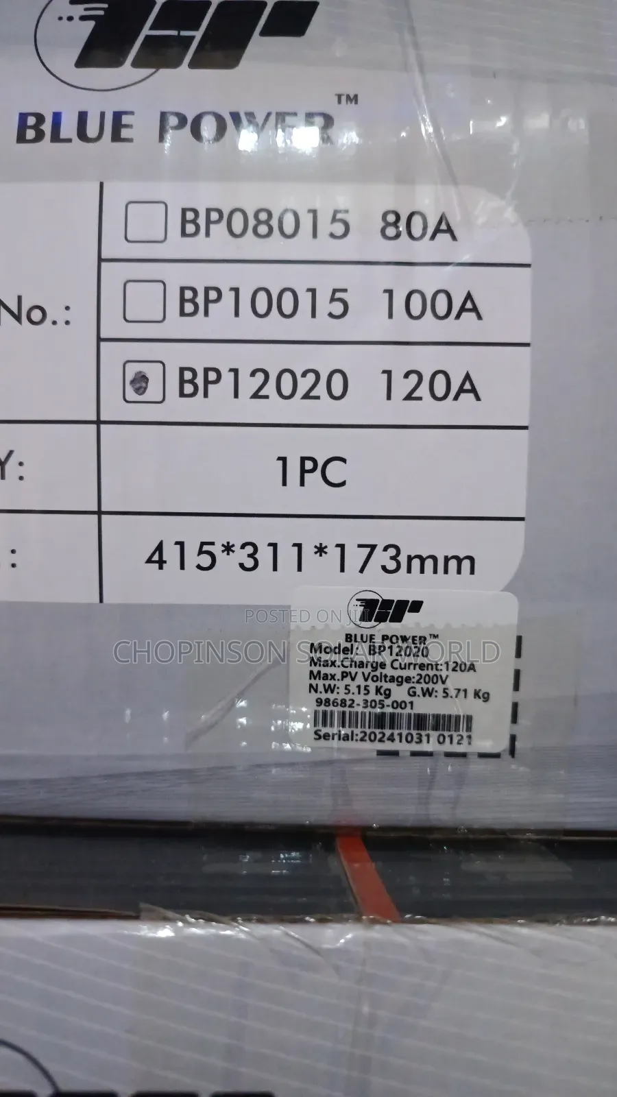 Solar Energy Blue Power Charge Controller 120ah/48votts