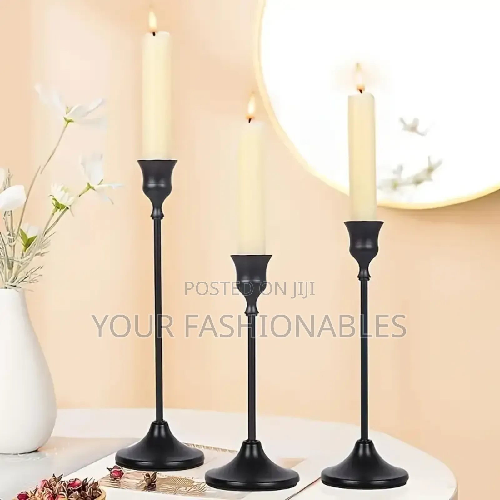 Classic Black Candle Stand Set of Three