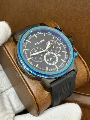 Police Chronograph Blue/Black Rubber Strap Watch