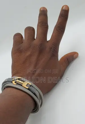 Classic Grey Men's Leather Bracelet