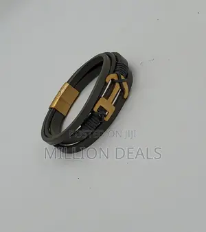 Classic Grey Men's Leather Bracelet