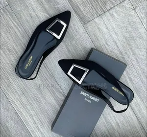 Original Saint Laurent Black Flat Leather Shoes