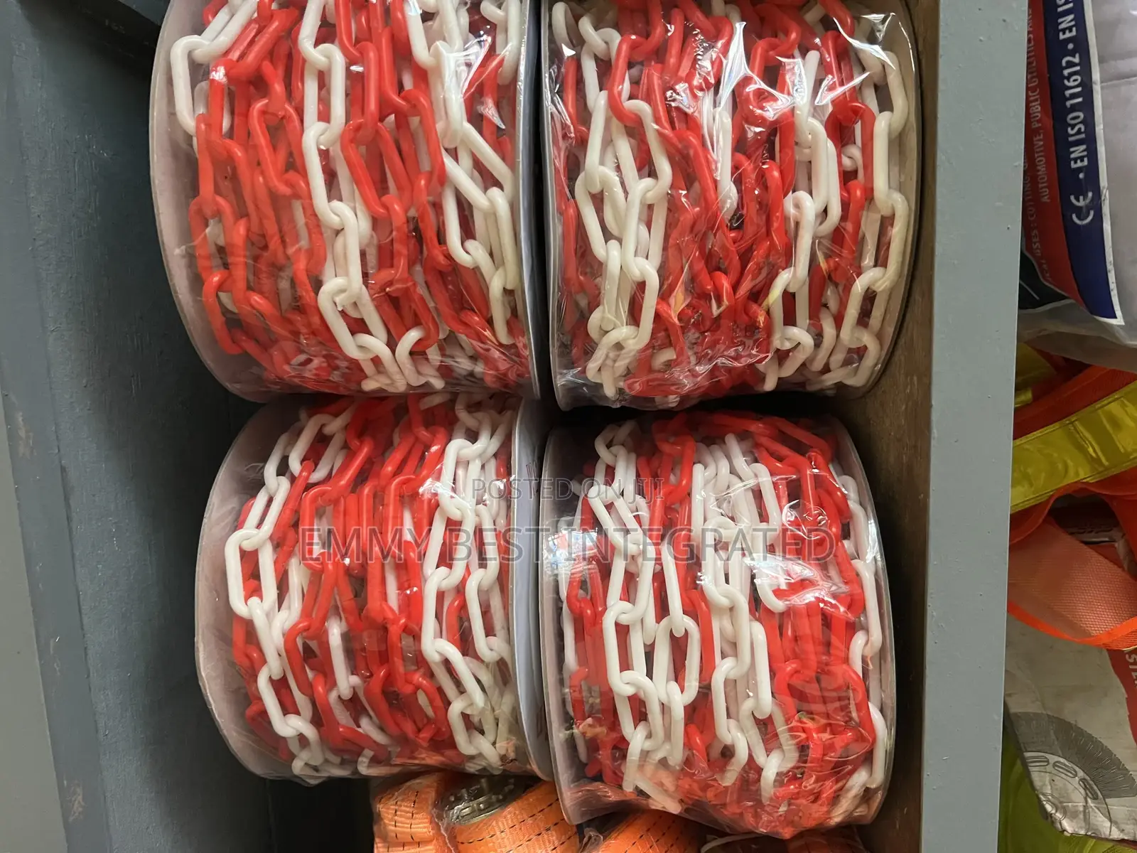Red and White Plastic Barrier Chains,