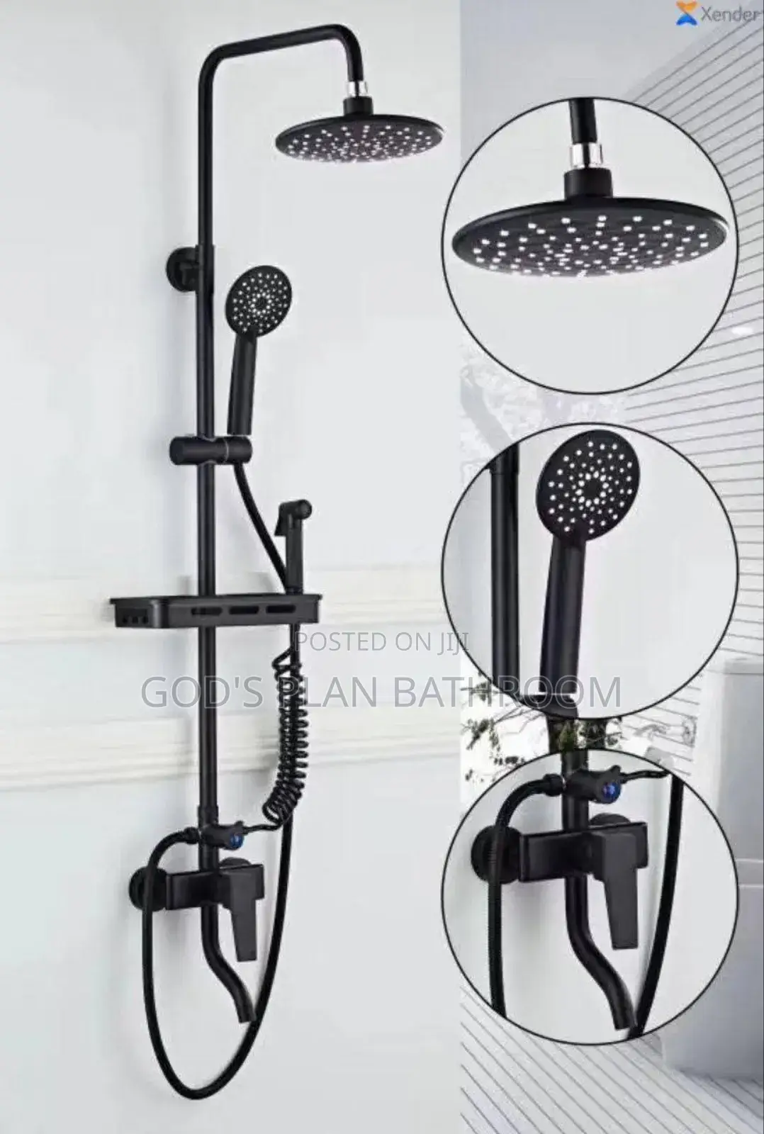 Black Complete Standing Shower