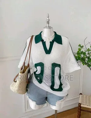 Women’S Knitted Jersey Top | Effortless Chic Numbered Top