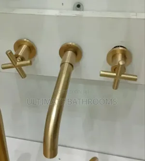 Brush Gold Double Control Conduit Basin Mixer Tap