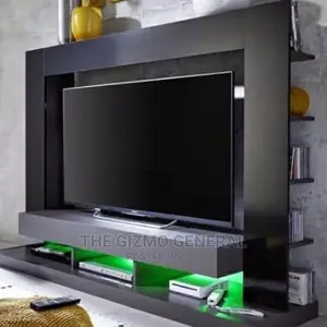 Stamford Shelf and TV Stand - Black Gloss Fronts With Shelf