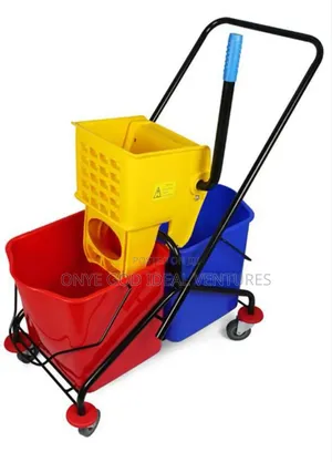 Double Mop Bucket Wringer Cleaning Trolley