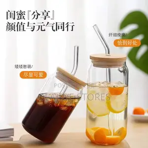 Glass Cup With Lid Straw
