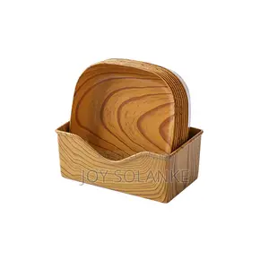 Wood-Grain Serving Tray Matching Bowls Set