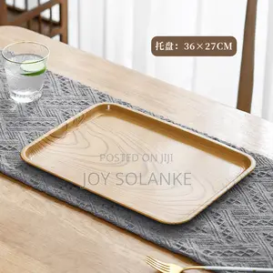 Wood-Grain Serving Tray Matching Bowls Set