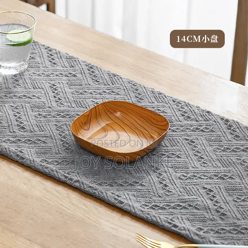 Wood-Grain Serving Tray Matching Bowls Set