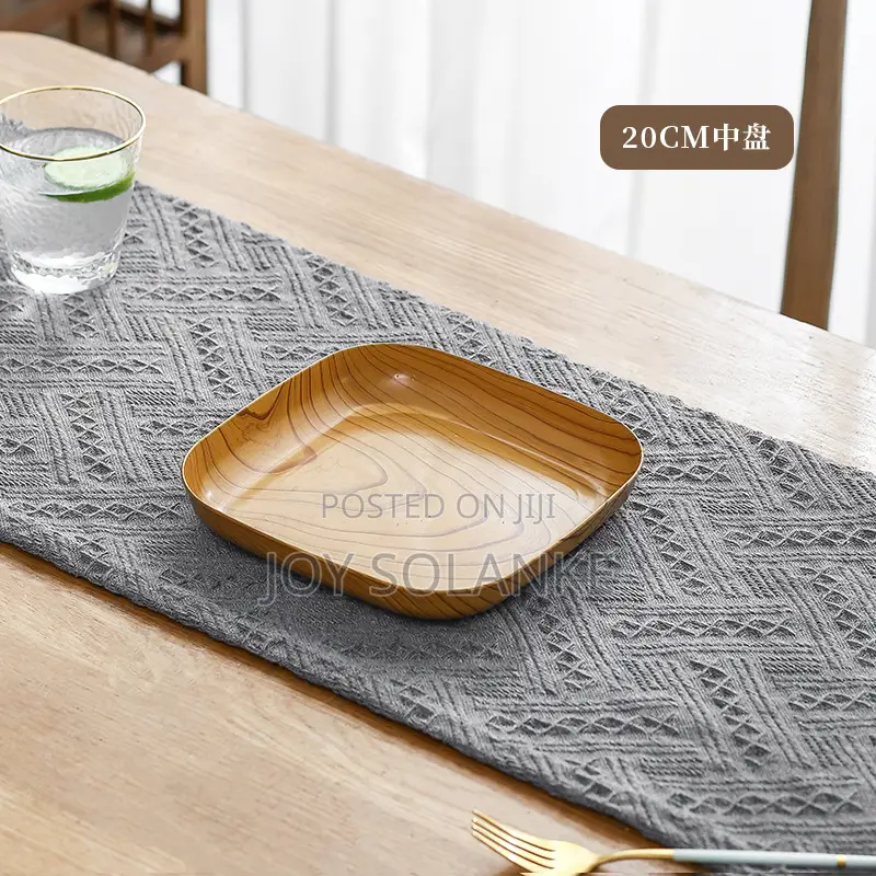 Wood-Grain Serving Tray Matching Bowls Set