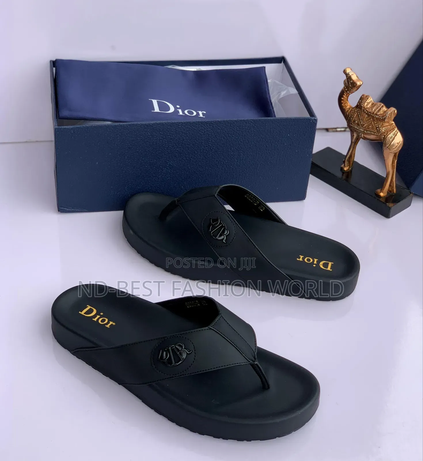 Blue Leather Hermes Slippers