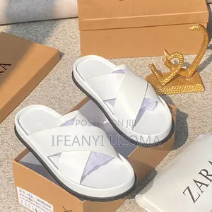 Big Zara White and Brown Slide