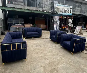 Well Built Set of Padded Upholstery Fabric Sofa Chair