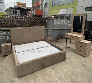 Greatly Valued Set of Durable King Size 6 by 6 Wooden HDF Bedframe
