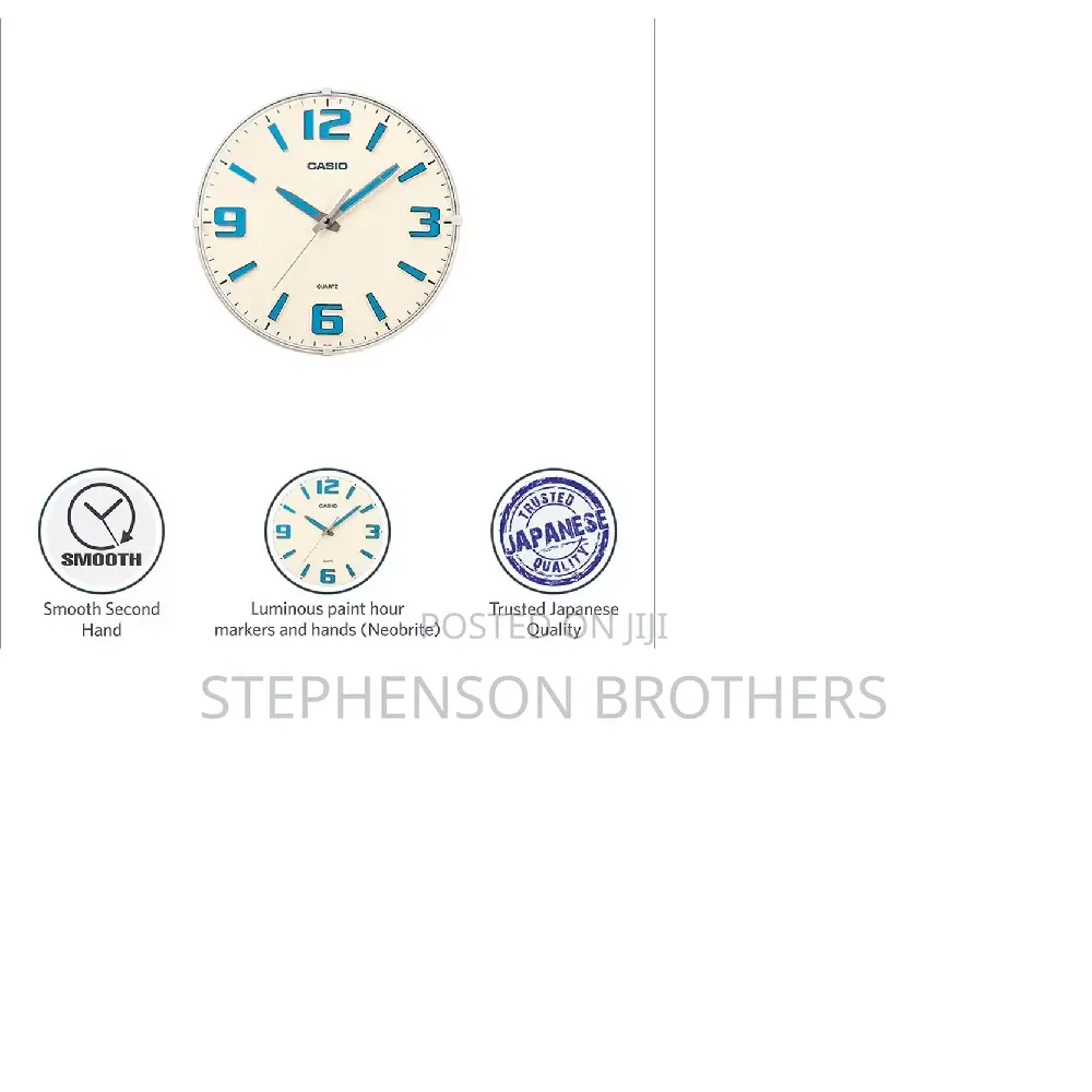Casio Wall Clock Iq-63-7d White Resin Frame Simple Analog Dial.