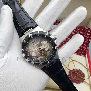 Luxury Brand Omega Black Leather Watch