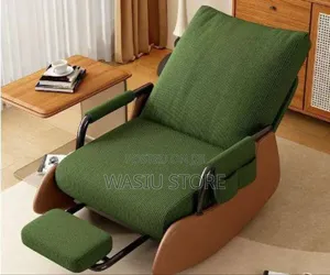Modern Style Rocking Armchair With a Footrest and Side Pockets