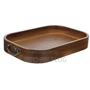 Bamboo Tray With Aged Metal Handle 『 33x23x5cm』