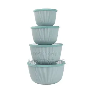 4 Pieces Round Plastic Food Storage With Lid